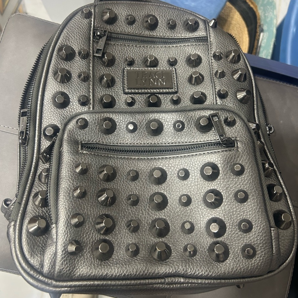 Traci Lynn Black Studded Backpack - image 1
